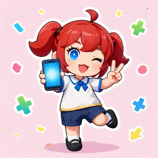 OmoFun 吉祥物举着手机比 OK